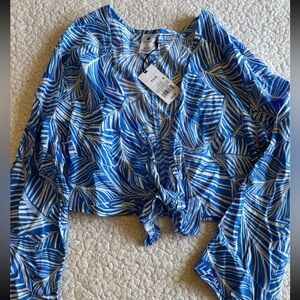 NWT Shade & Shore coverup top. Ties in front. Blue/white. Women’s small